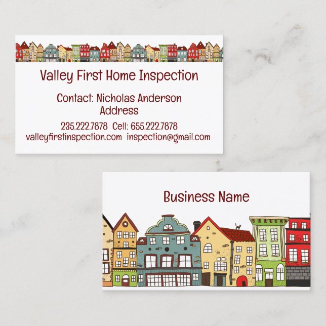 Zuhause Inspector License House Inspector Business Visitenkarte (Vorne/Hinten)