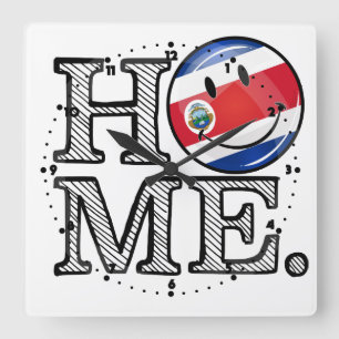 Zuhause ist Costa Rica lächelnder Flagge Quadratische Wanduhr