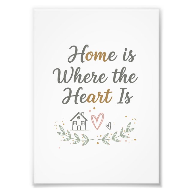 Zuhause ist das Herzstück - Cosy Wall Art Zitat Fotodruck (Vorne)