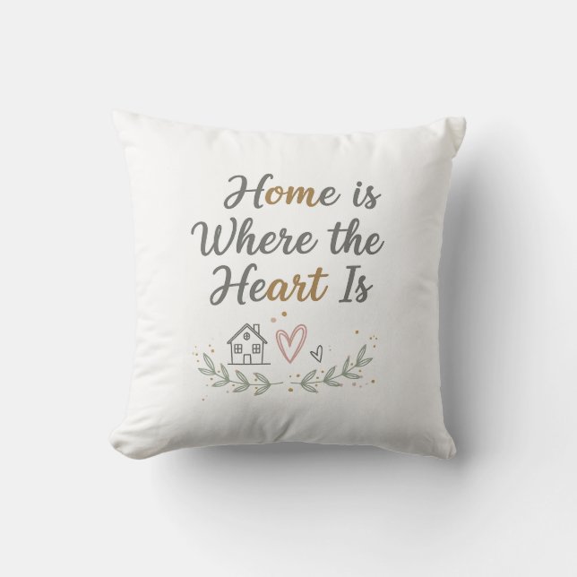 Zuhause ist das Herzstück - Cosy Wall Art Zitat Kissen (Vorderseite)