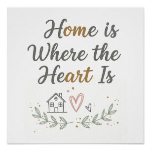Zuhause ist das Herzstück - Cosy Wall Art Zitat Poster