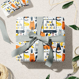 Zuhause ist der Mit Monogramm Name meiner Katze Geschenkpapier