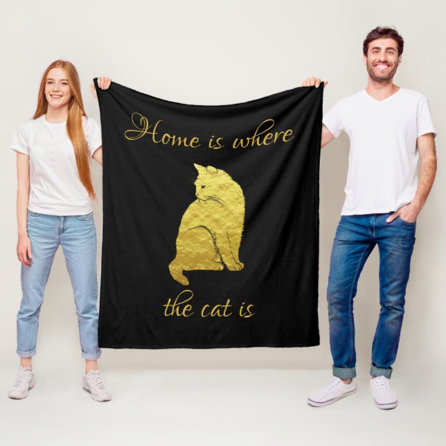 Zuhause ist der Ort, an dem die Katze ist Fleecedecke (Beispiel)