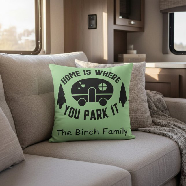 Zuhause ist der Ort, an dem Sie das Camping-Famili Kissen (Von Creator hochgeladen)
