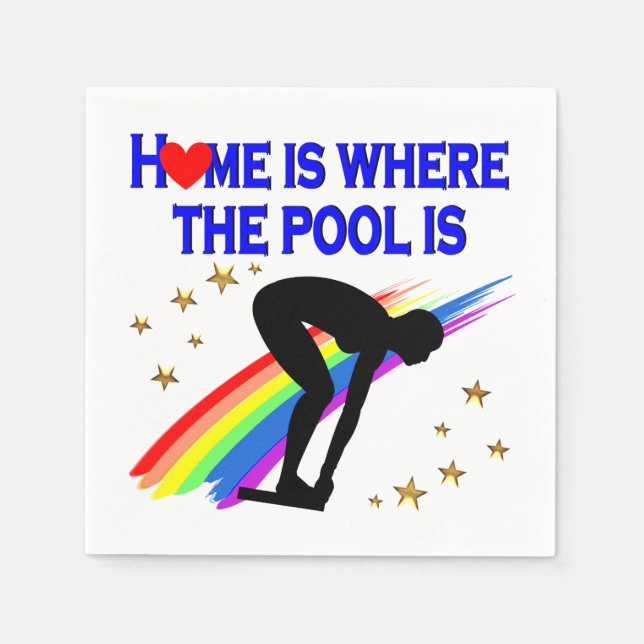 ZUHAUSE IST DER POOL FÜR DIESEN SCHWIMMER SERVIETTE (Vorderseite)