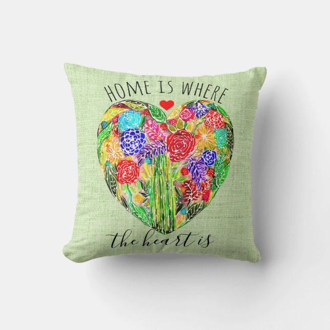 Zuhause ist dort, wo das Herz das Throw Kissen ist (Vorderseite)