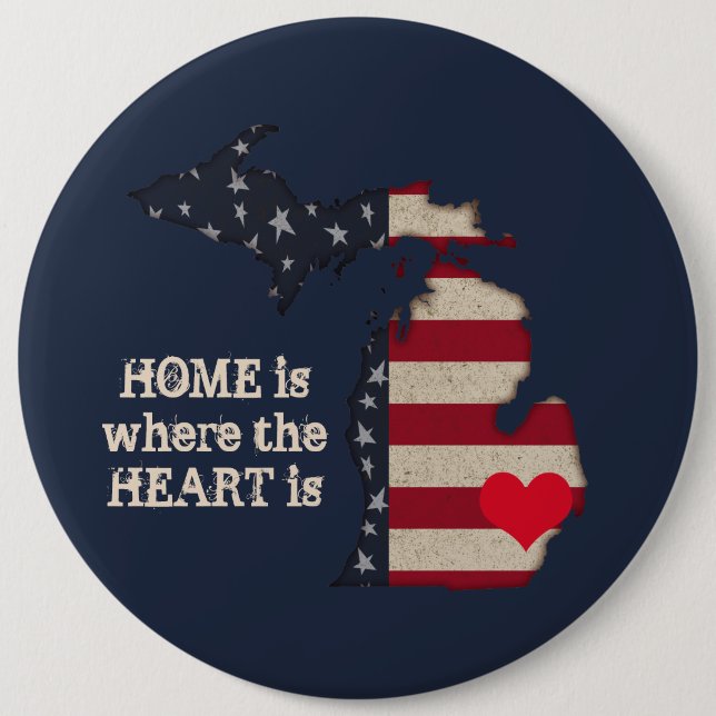 Zuhause ist dort, wo das Herz ist | Americana Mich Button (Vorderseite)