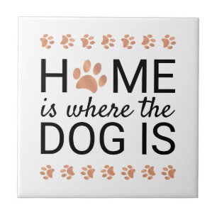 Zuhause ist dort, wo der Hund ist Rose Gold Folie  Fliese