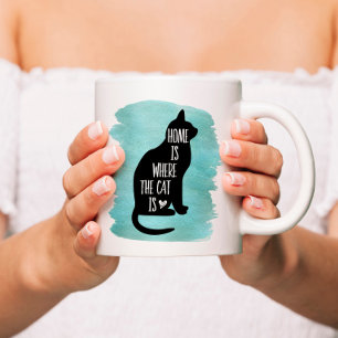 Zuhause ist dort, wo die Katze ist - blau Kaffeetasse