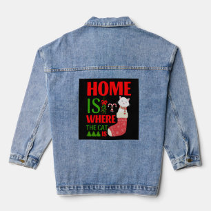 Zuhause ist dort, wo die Katze Weihnachten ist Jeansjacke
