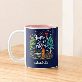 Zuhause ist dort, wo Mama ist | Personalisierter M Zweifarbige Tasse