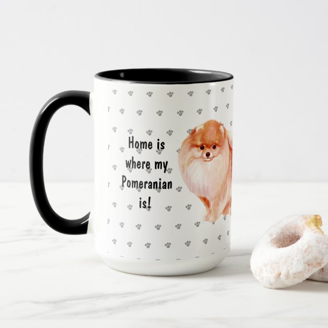 Zuhause ist dort, wo mein Spitz ein benutzerdefini Tasse (Mit Donut)