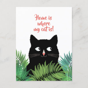 Zuhause ist dort, wo meine Katze wohnt Umzugsmeldu Postkarte