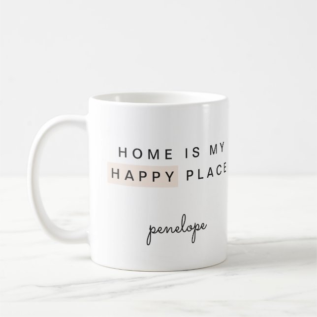Zuhause ist mein glücklicher Ort mit dem Namen Kaffeetasse (Links)