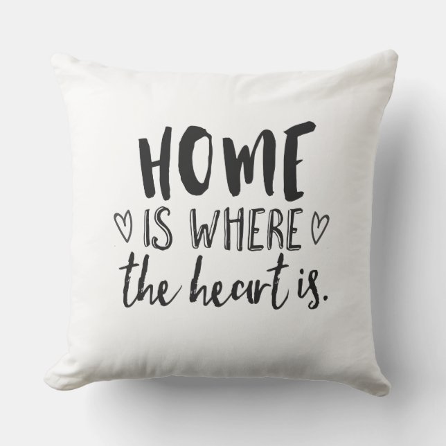 Zuhause ist, wo das Herz Typografie ist Kissen (Vorderseite)