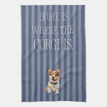'Zuhause ist, wo der Corgi ist' Blau gestreifte fr