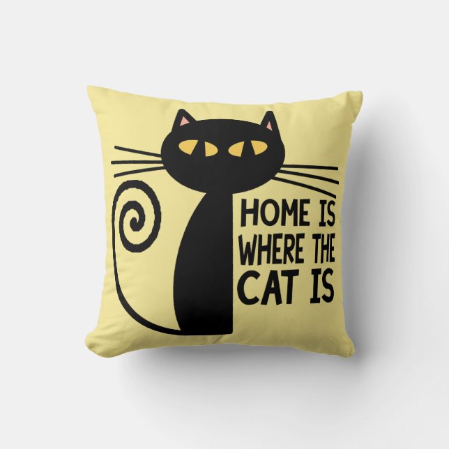 Zuhause ist, wo die Katze ist (Beige) Kissen (Vorderseite)