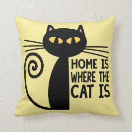 Zuhause ist, wo die Katze ist (Beige) Kissen