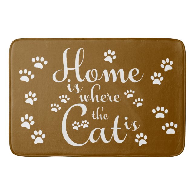 Zuhause ist, wo die Katze kleine Paws ist Badematte (Vorderseite)