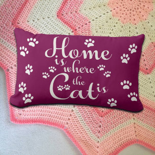Zuhause ist, wo die Katze kleine Paws ist Lendenkissen