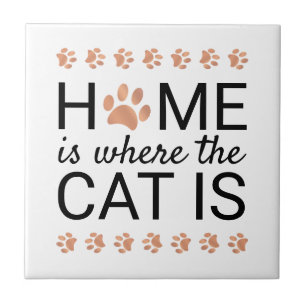Zuhause ist, wo die Katze Rose Gold Foil Paw Print Fliese