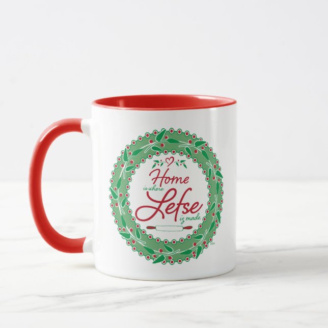 Zuhause ist, wo Lefse hergestellt wird! Tasse (Links)