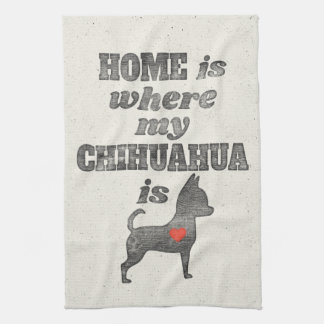Zuhause ist, wo mein Chihuahua Woodblock Drucken Geschirrtuch