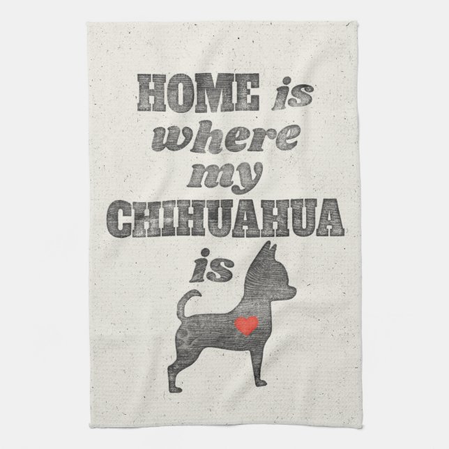 Zuhause ist, wo mein Chihuahua Woodblock Drucken Geschirrtuch (Vertikal)
