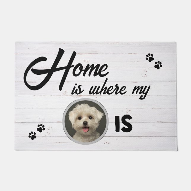 Zuhause ist, wo mein Hund ist kundenspezifisches F Fußmatte (Vorderseite)