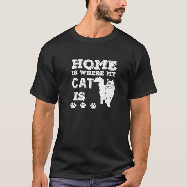 Zuhause ist, wo meine Katze der Lover-Spaß von Kat T-Shirt (Vorderseite)