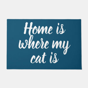 Zuhause ist, wo meine Katze eine weiße Script-Mari Fußmatte
