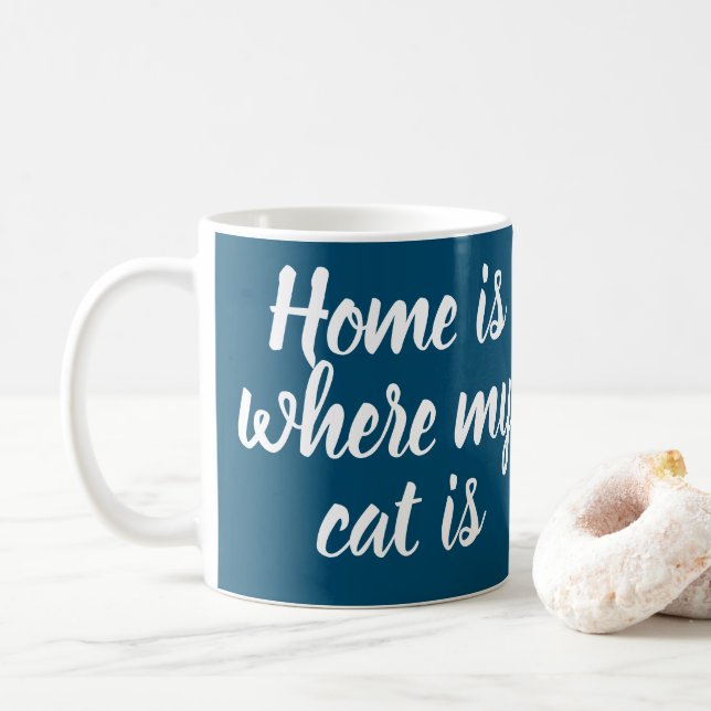 Zuhause ist, wo meine Katze eine weiße Script-Mari Kaffeetasse (Mit Donut)