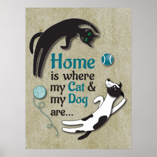 Zuhause ist, wo meine Katze und mein Hund sind Poster