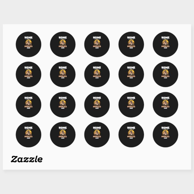 Zuhause ist, wo meine Monde Funny Mole sind Runder Aufkleber (Blatt)
