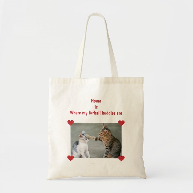 Zuhause ist, wo meine Pelzballfreunde sind | Katze Tragetasche (Vorne)