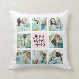 Zuhause ist, woher die Mama ist Collage Kissen