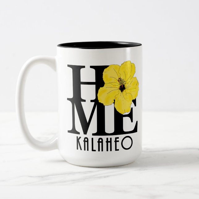 ZUHAUSE Kalaheo Gelber Hibiskus 15oz Zweifarbige Tasse (Links)