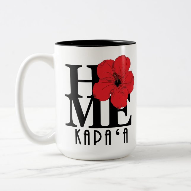 ZUHAUSE Kapa`a Hawaii Roter Hibiskus 15oz Zweifarbige Tasse (Links)