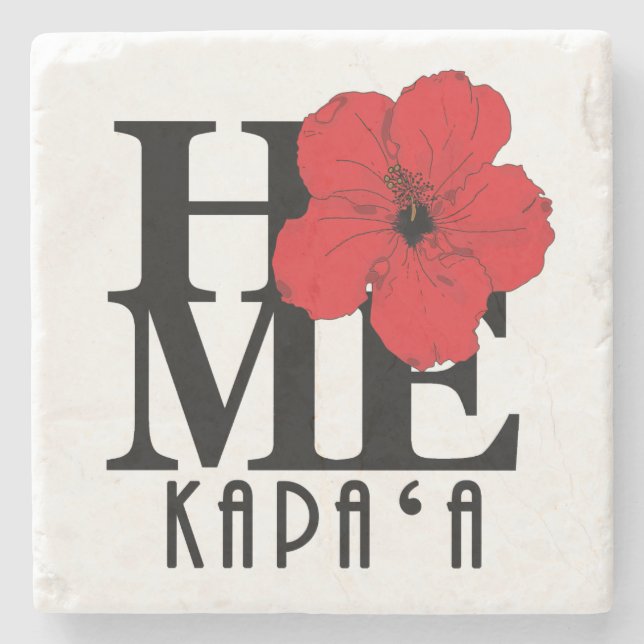 ZUHAUSE Kapa`a Hawaii Roter Hibiskus Steinuntersetzer (Vorderseite)