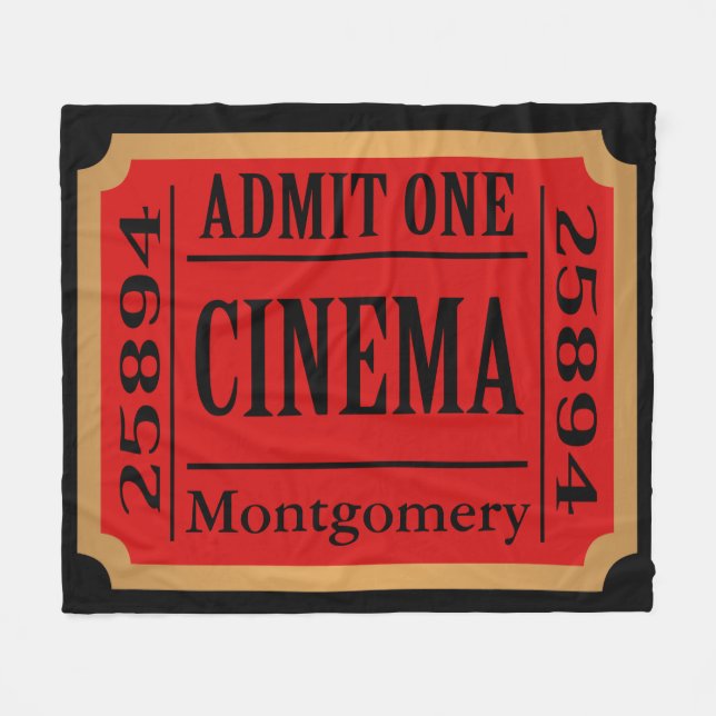 Zuhause-Kino-Film-Karten-Stummel personalisiert Fleecedecke (Vorderseite (Horizontal))