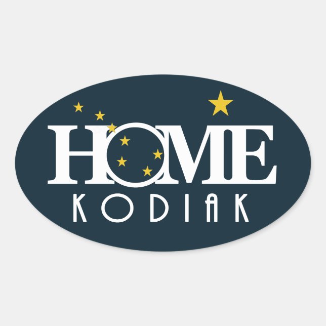 ZUHAUSE Kodiak ALASKA Ovaler Aufkleber (Vorderseite)