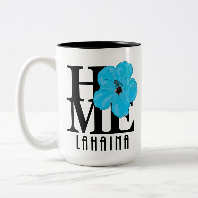 ZUHAUSE Lahaina Blue Hibiskus 15oz Zweifarbige Tasse (Links)