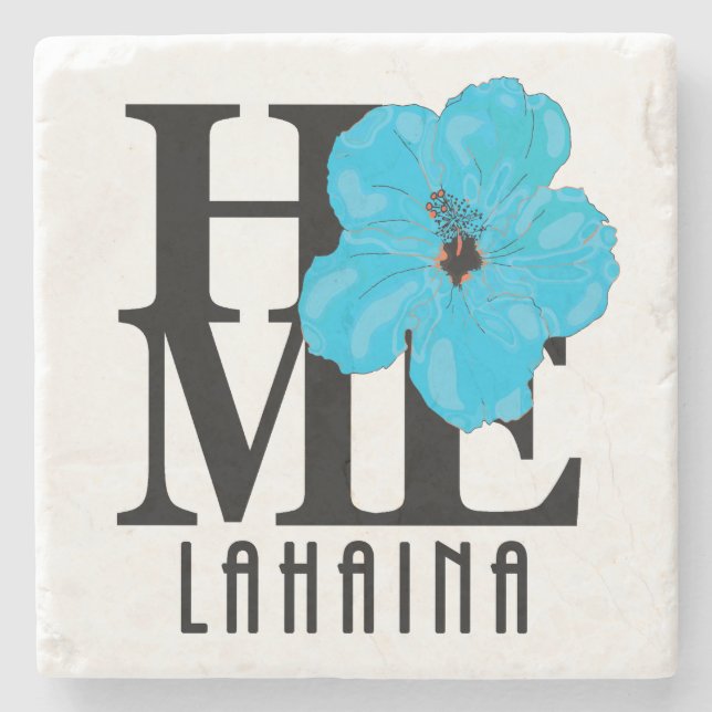 ZUHAUSE Lahaina Blue Hibiskus Steinuntersetzer (Vorderseite)