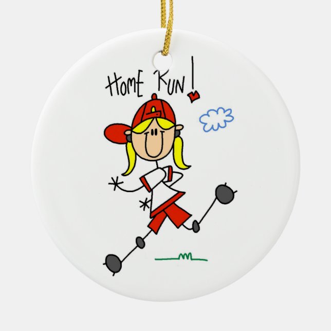 Zuhause-Laufmädchensoftball-T - Shirts und Keramikornament (Vorne)