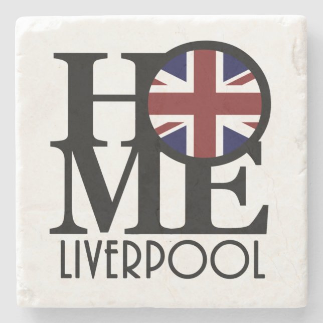 ZUHAUSE Liverpool (britische Flagge) Steinuntersetzer (Vorderseite)