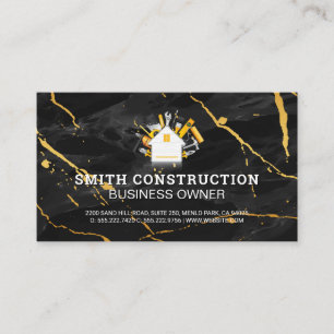 Zuhause-Logo für den Bau   Schwarzer Marmor Visitenkarte