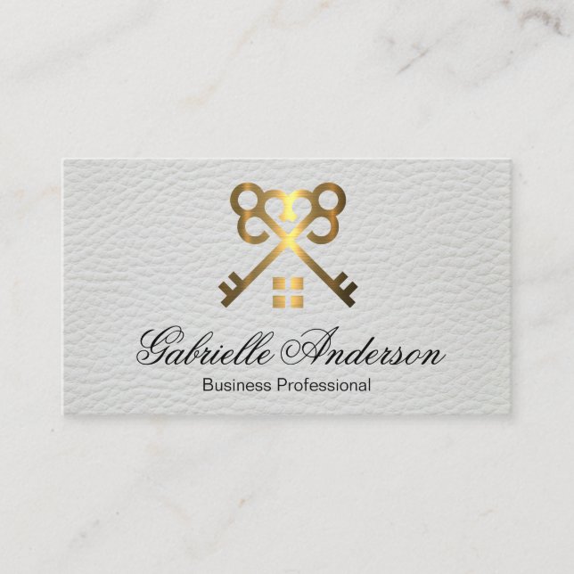 Zuhause-Logo für Goldene Tasten | Leder Visitenkarte (Vorderseite)