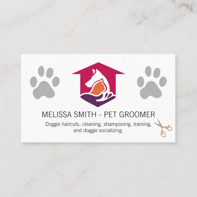 Zuhause-Logo für Hunde | Hundepaws Visitenkarte (Vorderseite)