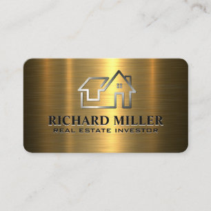 Zuhause-Logo für Real Anwesen Metallisches Gold Visitenkarte