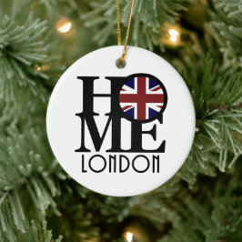 ZUHAUSE London (britische Flagge) Keramik Ornament